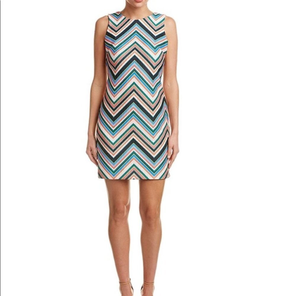 Taylor Zig Zag Chevron Sleeveless Sheath Dress